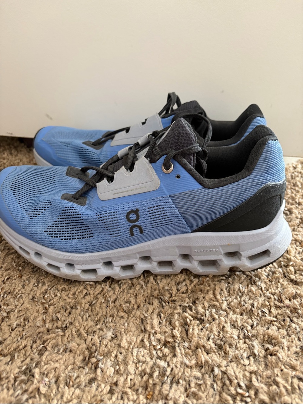 On Running Women’s CloudStratus Running Shoes in Light Blue and Black